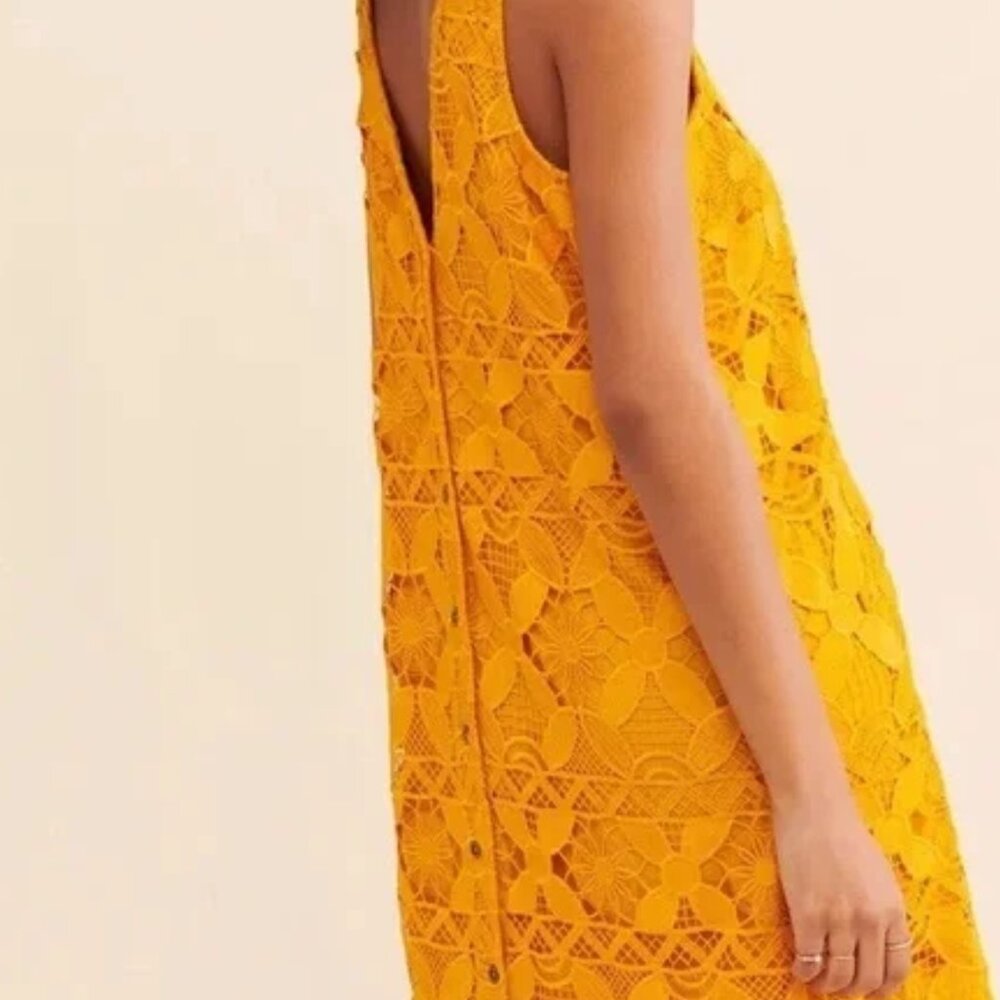 Anthropologie Lace Mini Dress in Maize Size XS - Picture 3 of 3